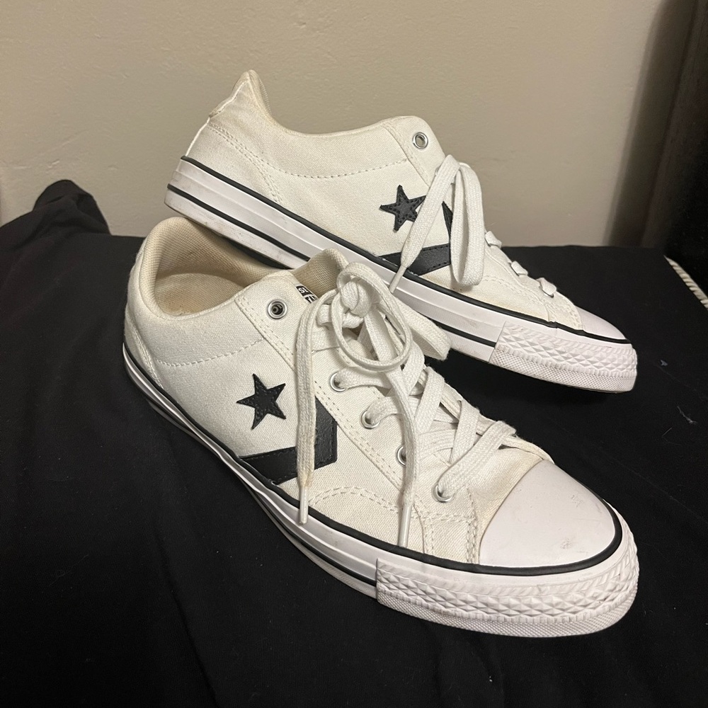 White and black Converse All Stars Size 10
